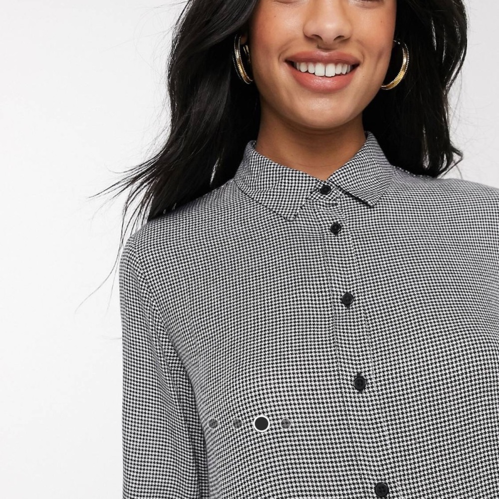 Stradivarius Shirt Dress in Houndstooth - Picture 3 of 7